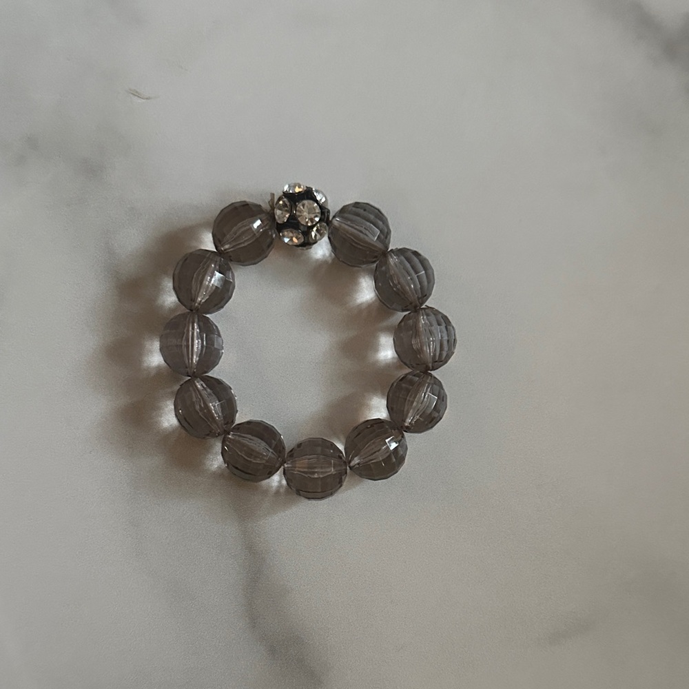 J. Crew Light Purple/Charcoal Beaded Bracelet with Crystal Accent